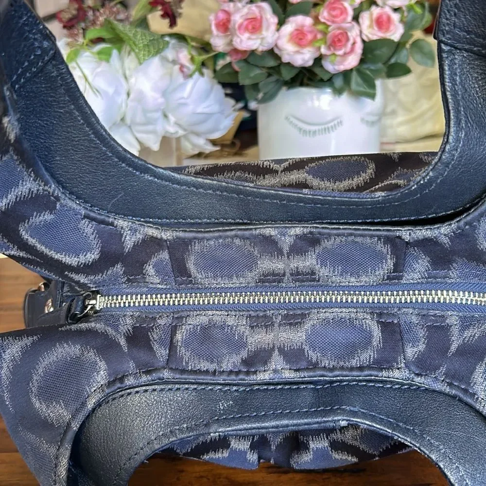 Coach Madison Phoebe Tumbled Blue Logo 3 section Navy lining inside and dust bag